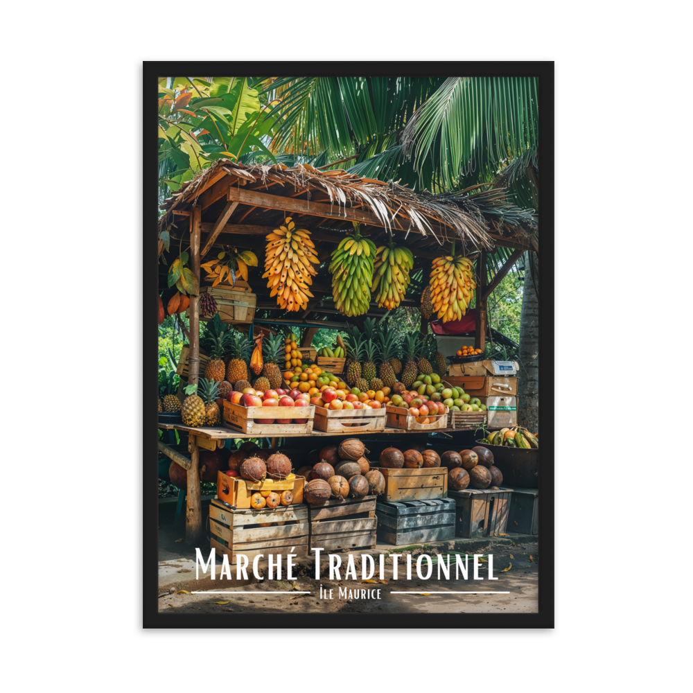 Affiche de Maurice Marché Traditionnel Mauricien 50 × 70 cm / Sans Cadre - Univile Maurice