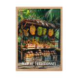 Affiche de Maurice Marché Traditionnel Mauricien 30 × 40 cm / Oak - Univile Maurice