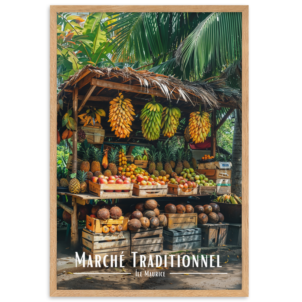 Tableau Marché Traditionnel Mauricien 30 × 40 cm Noir - Univile