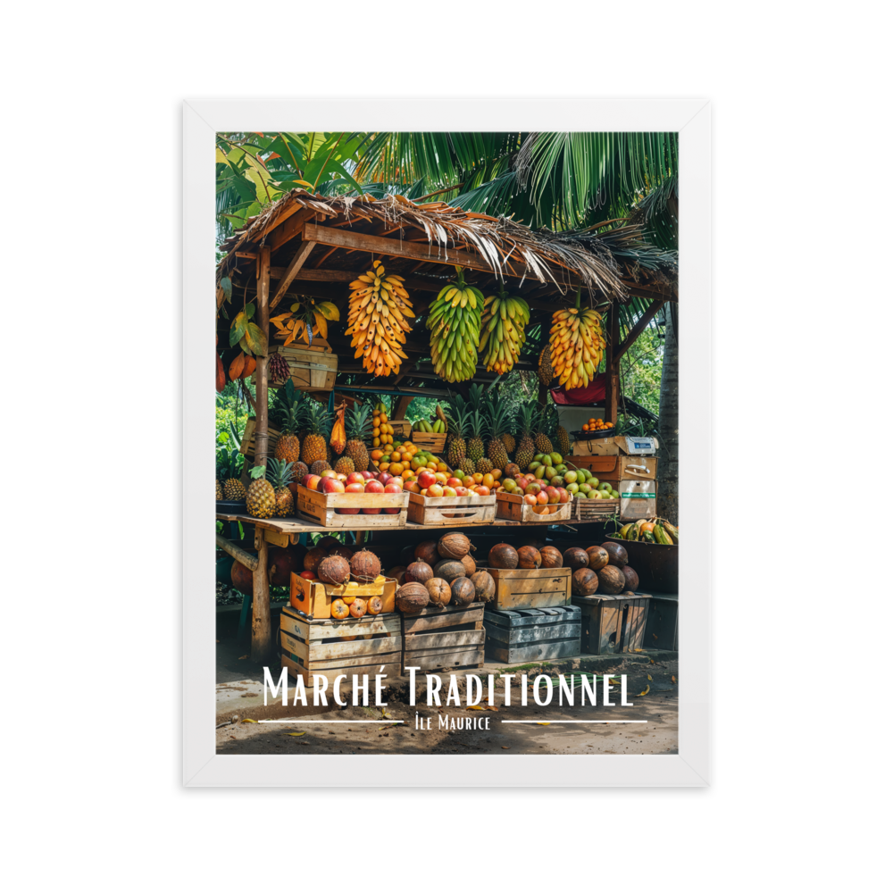 Affiche de Maurice Marché Traditionnel Mauricien 61 × 91 cm / Sans Cadre - Univile Maurice