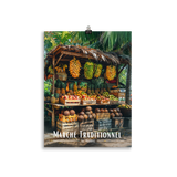 Affiche de Maurice Marché Traditionnel Mauricien 61 × 91 cm / Blanc - Univile Maurice