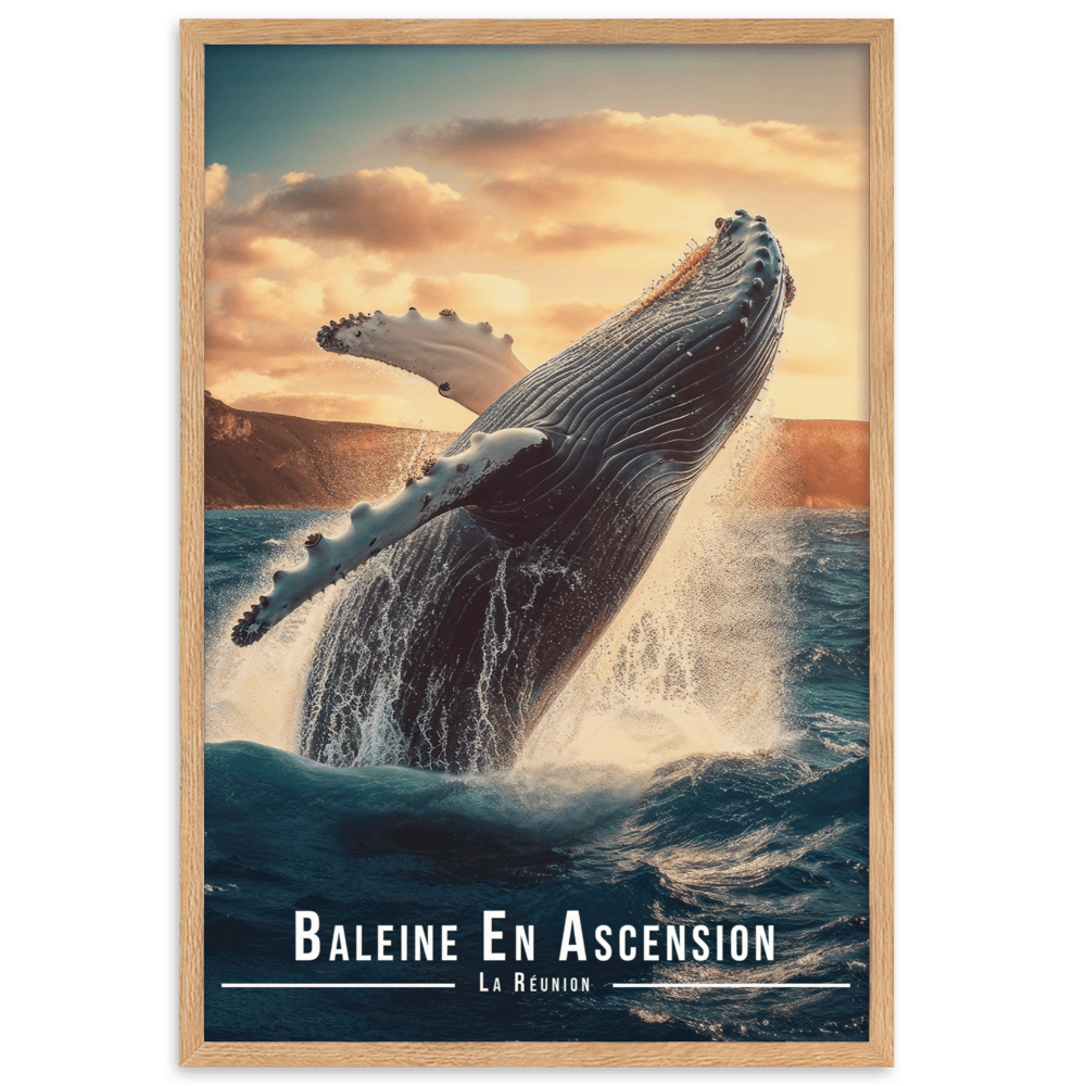 Tableau Baleine Sautant Hors de l'Eau Baleine Sautant Hors de l'Eau - 61 × 91 cm / Oak - UNIV'ÎLE