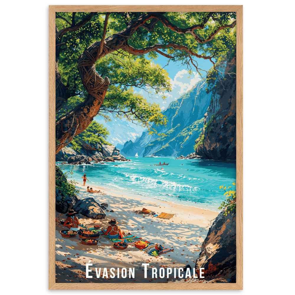 Tableau Évasion Tropicale Évasion Tropicale - 61 × 91 cm / Oak - UNIV'ÎLE