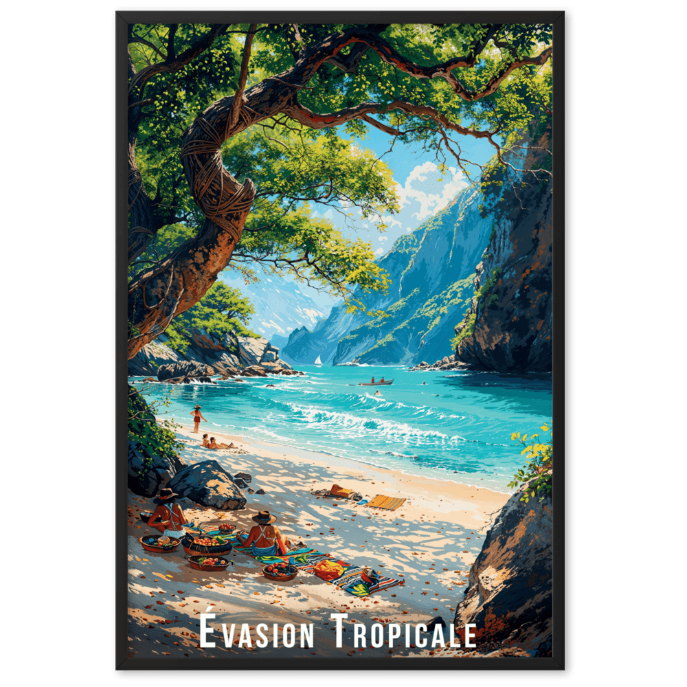 Tableau Évasion Tropicale Évasion Tropicale - 61 × 91 cm / Noir - UNIV'ÎLE