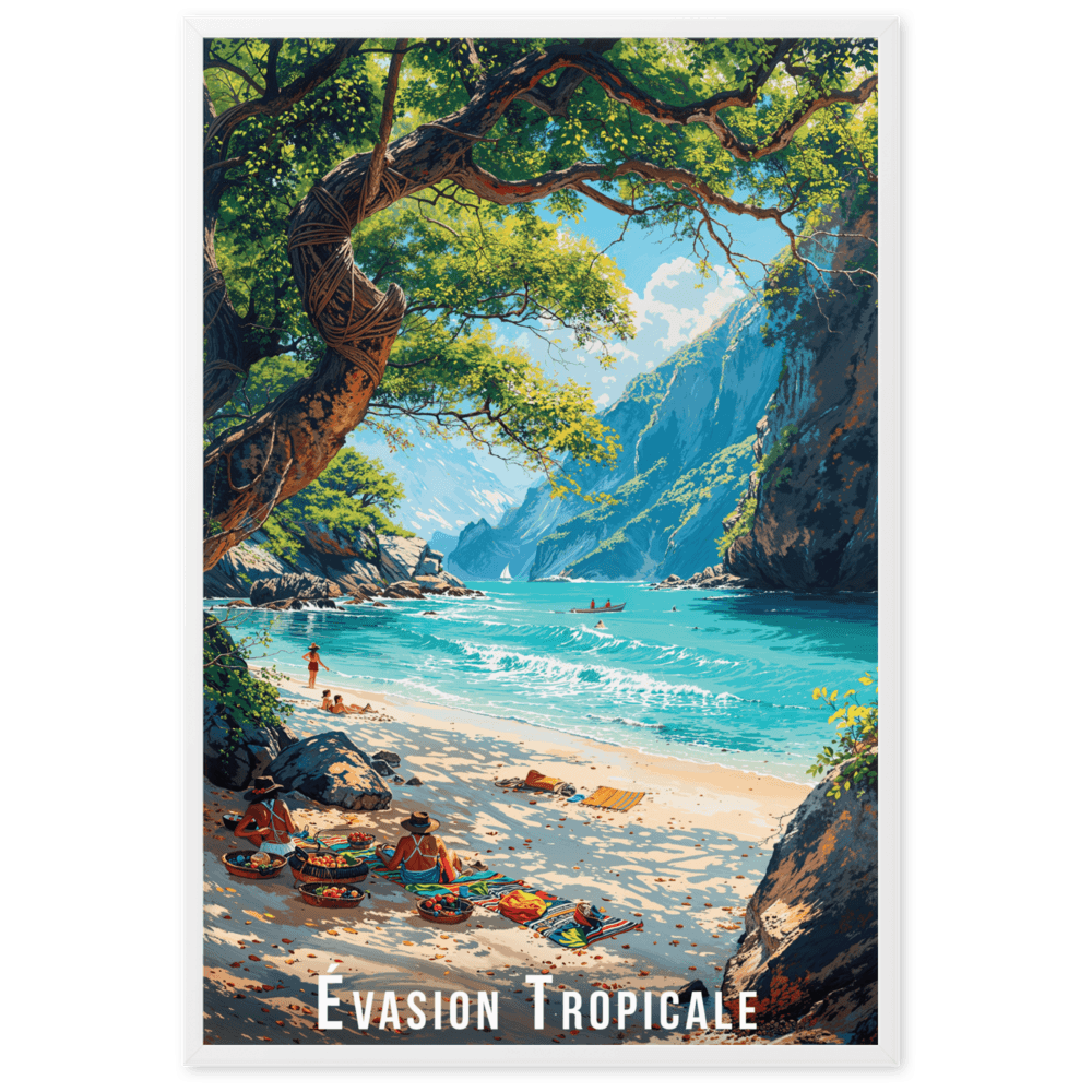 Tableau Évasion Tropicale Évasion Tropicale - 61 × 91 cm / Blanc - UNIV'ÎLE