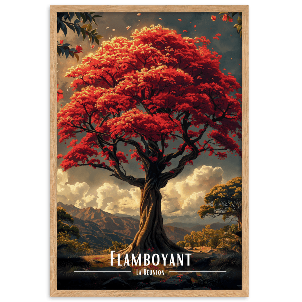 Tableau Flamboyant sur la montagne Flamboyant sur la montagne - 61 × 91 cm / Oak - UNIV'ÎLE