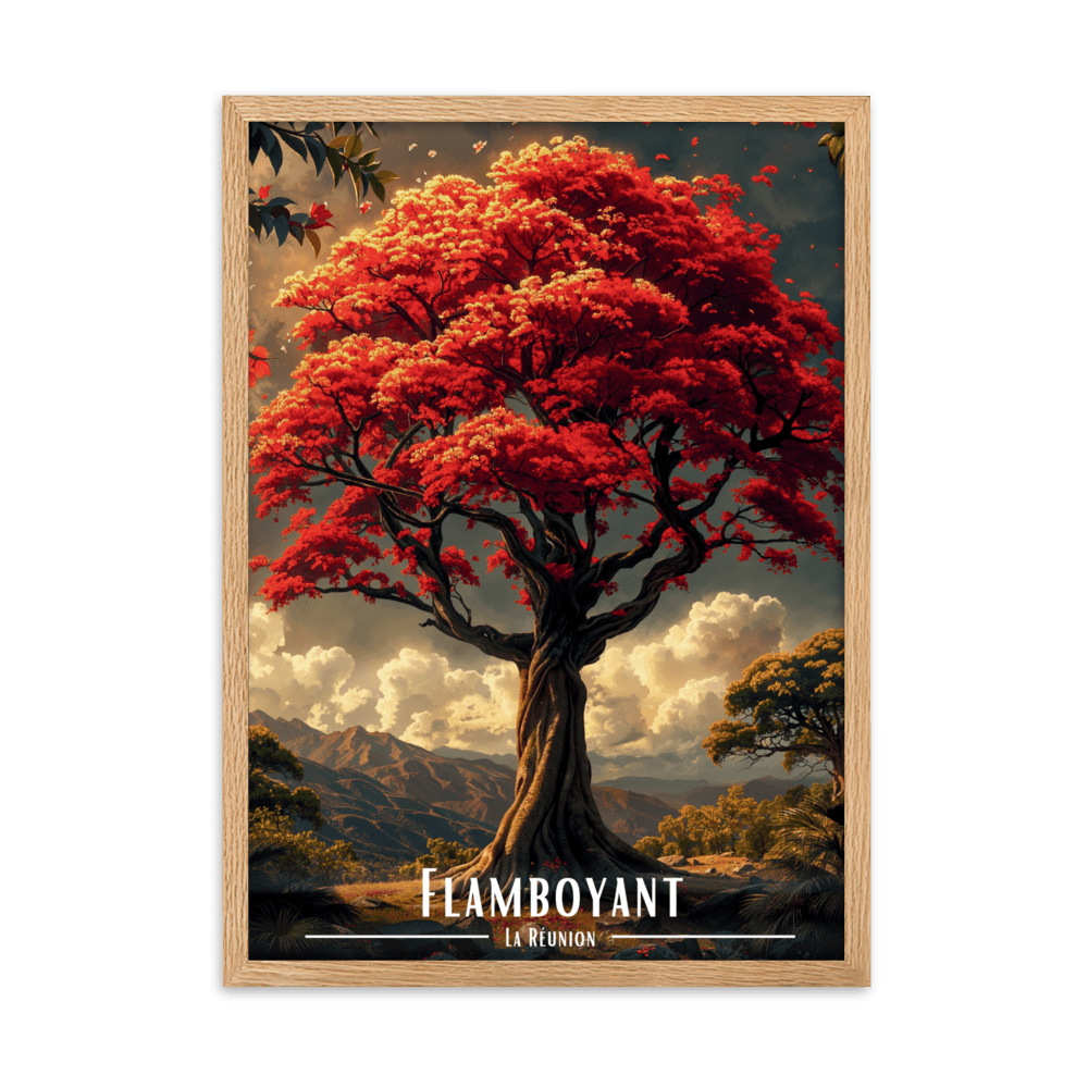 Tableau Flamboyant sur la montagne Flamboyant sur la montagne - 50 × 70 cm / Oak - UNIV'ÎLE