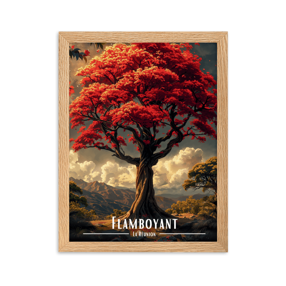 Tableau Flamboyant sur la montagne Flamboyant sur la montagne - 30 × 40 cm / Oak - UNIV'ÎLE
