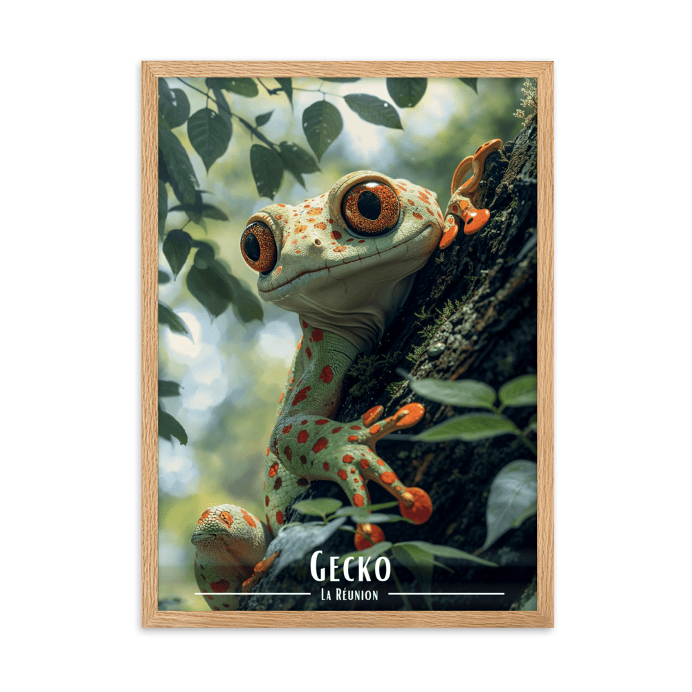 Tableau Gecko sur son arbre Gecko sur son arbre - 50 × 70 cm / Oak - UNIV'ÎLE