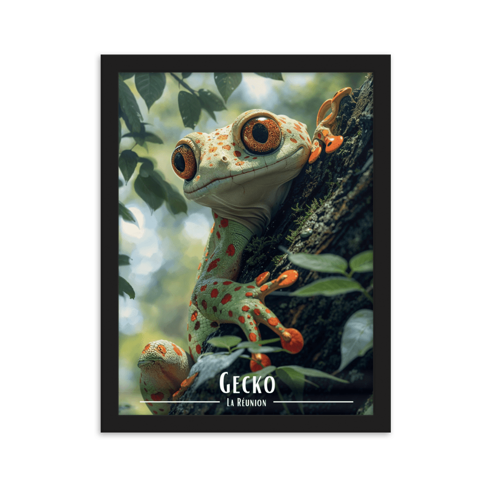 Tableau Gecko sur son arbre Gecko sur son arbre - 30 × 40 cm / Noir - UNIV'ÎLE