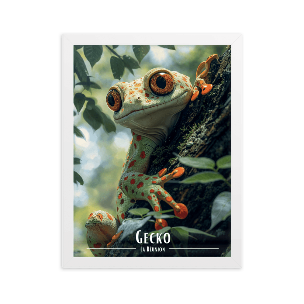 Tableau Gecko sur son arbre Gecko sur son arbre - 30 × 40 cm / Blanc - UNIV'ÎLE