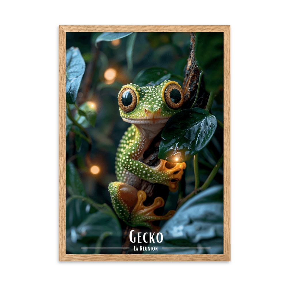 Affiche de La Réunion Gecko 30 × 40 cm / Oak - Univile La Réunion