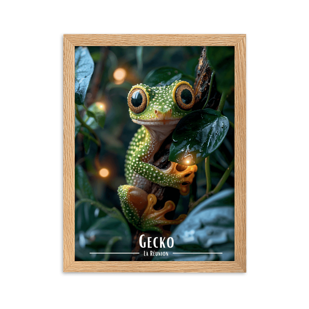 Affiche de La Réunion Gecko 30 × 40 cm / Noir - Univile La Réunion