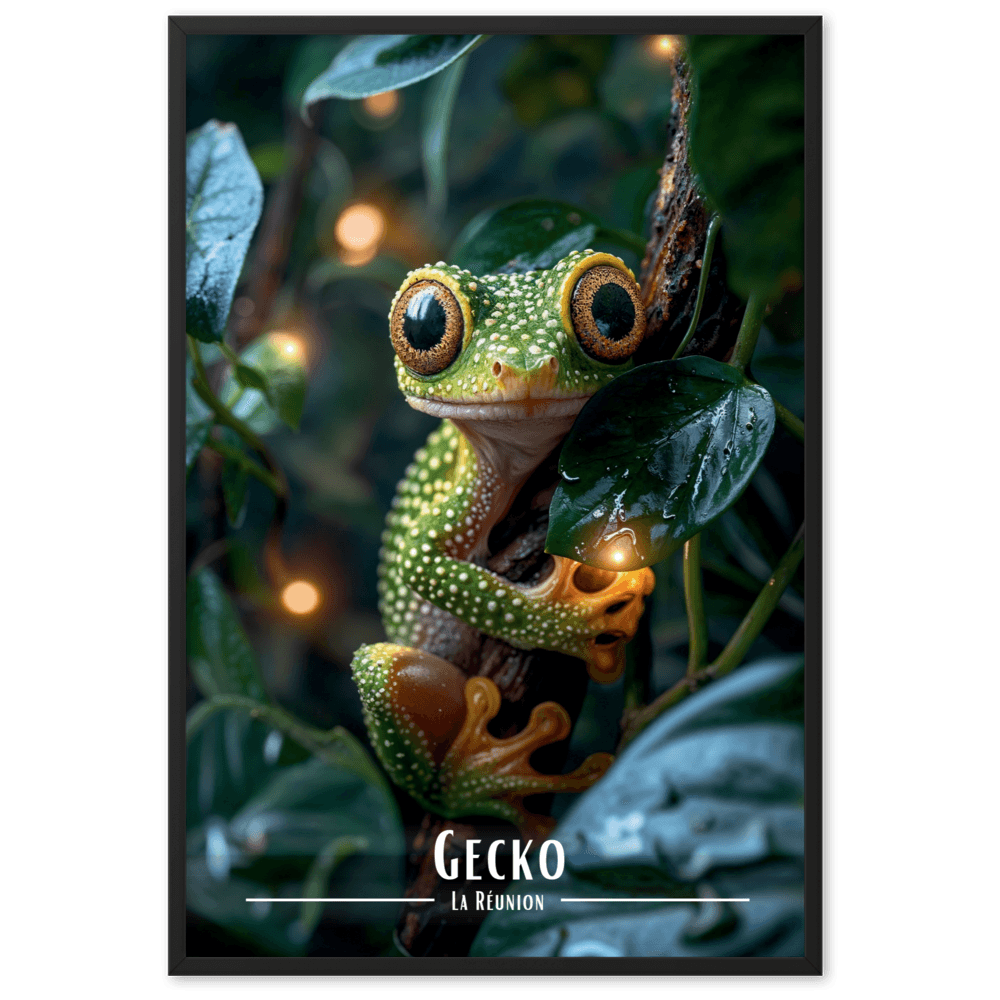 Affiche de La Réunion Gecko 30 × 40 cm / Blanc - Univile La Réunion