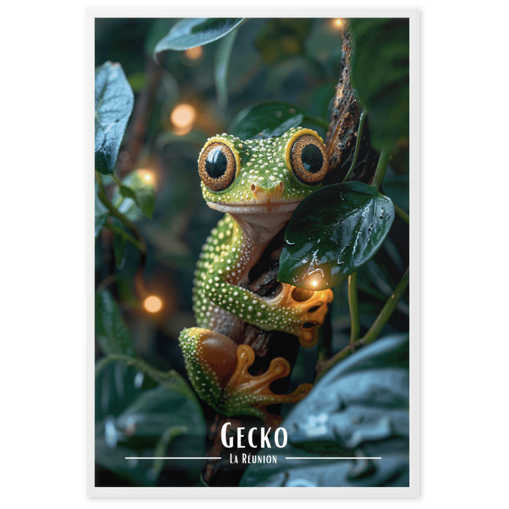 Affiche de La Réunion Gecko 50 × 70 cm / Noir - Univile La Réunion