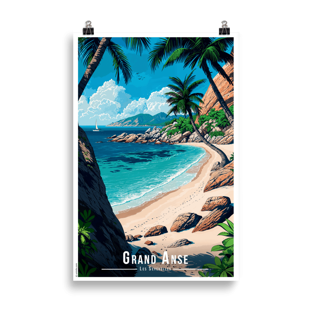 Tableau Grand Anse - Les Seychelles Grand Anse - Les Seychelles - 61 × 91 cm / Sans Cadre - UNIV'ÎLE