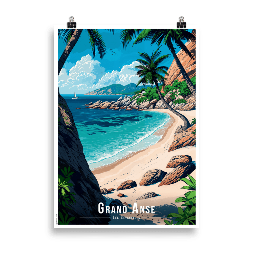 Tableau Grand Anse - Les Seychelles Grand Anse - Les Seychelles - 50 × 70 cm / Sans Cadre - UNIV'ÎLE