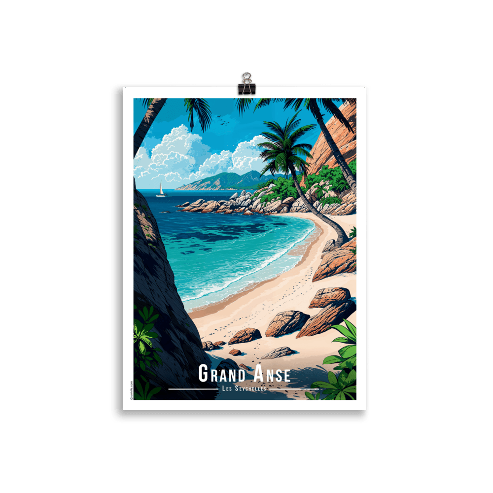 Tableau Grand Anse - Les Seychelles Grand Anse - Les Seychelles - 30 × 40 cm / Sans Cadre - UNIV'ÎLE