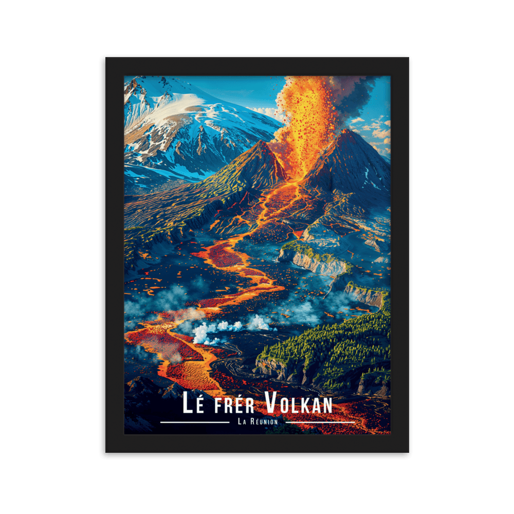 Affiche de La Réunion Lé frér Volkan 30 × 40 cm / Oak - Univile La Réunion