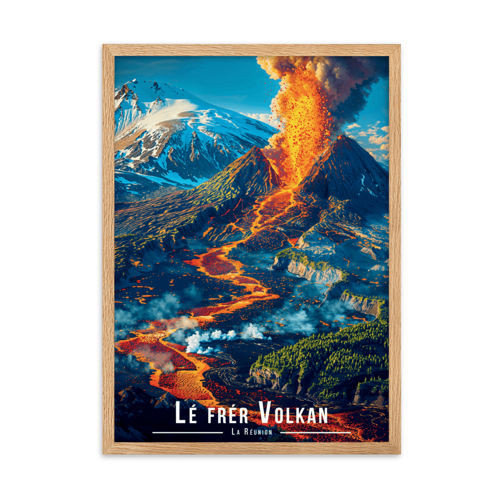 Affiche de La Réunion Lé frér Volkan 50 × 70 cm / Oak - Univile La Réunion