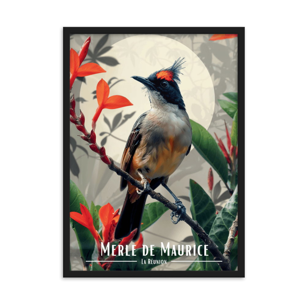Tableau Merle maurice fleuri Merle maurice fleuri - 50 × 70 cm / Noir - UNIV'ÎLE