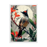 Tableau Merle maurice fleuri Merle maurice fleuri - 50 × 70 cm / Blanc - UNIV'ÎLE
