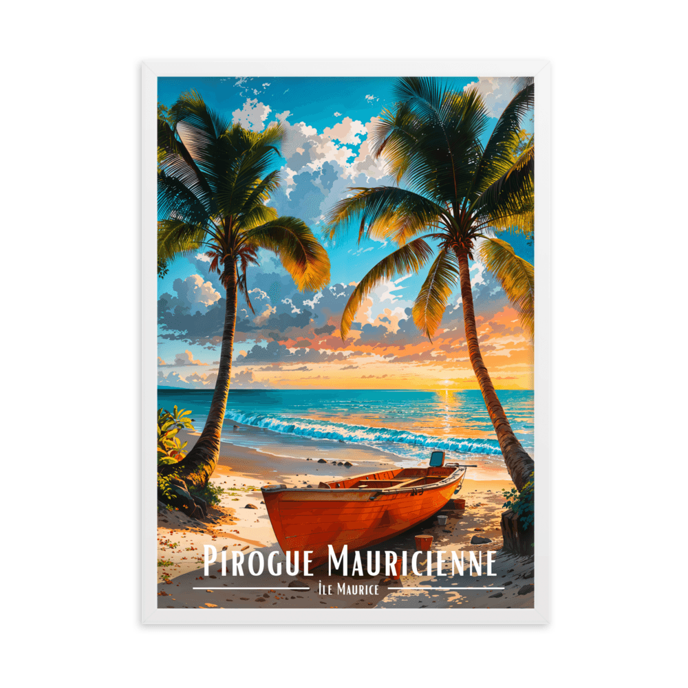 Tableau Pirogue Maurice Pirogue Maurice - 50 × 70 cm / Blanc - UNIV'ÎLE